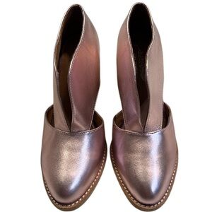 Jeffrey Campbell for Free People Deep V Cutout Leather Heeled Booties Sz-7